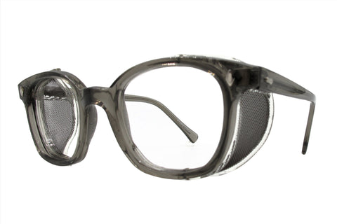 AO SAFETY F9900 FRAME w/sideshields (ESSILOR) - SMOKE GREY